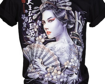 T-shirt HD Rock Chang Original Killer Geisha Samurai HD-60 Glow in the Dark Front and Back Print Unisex