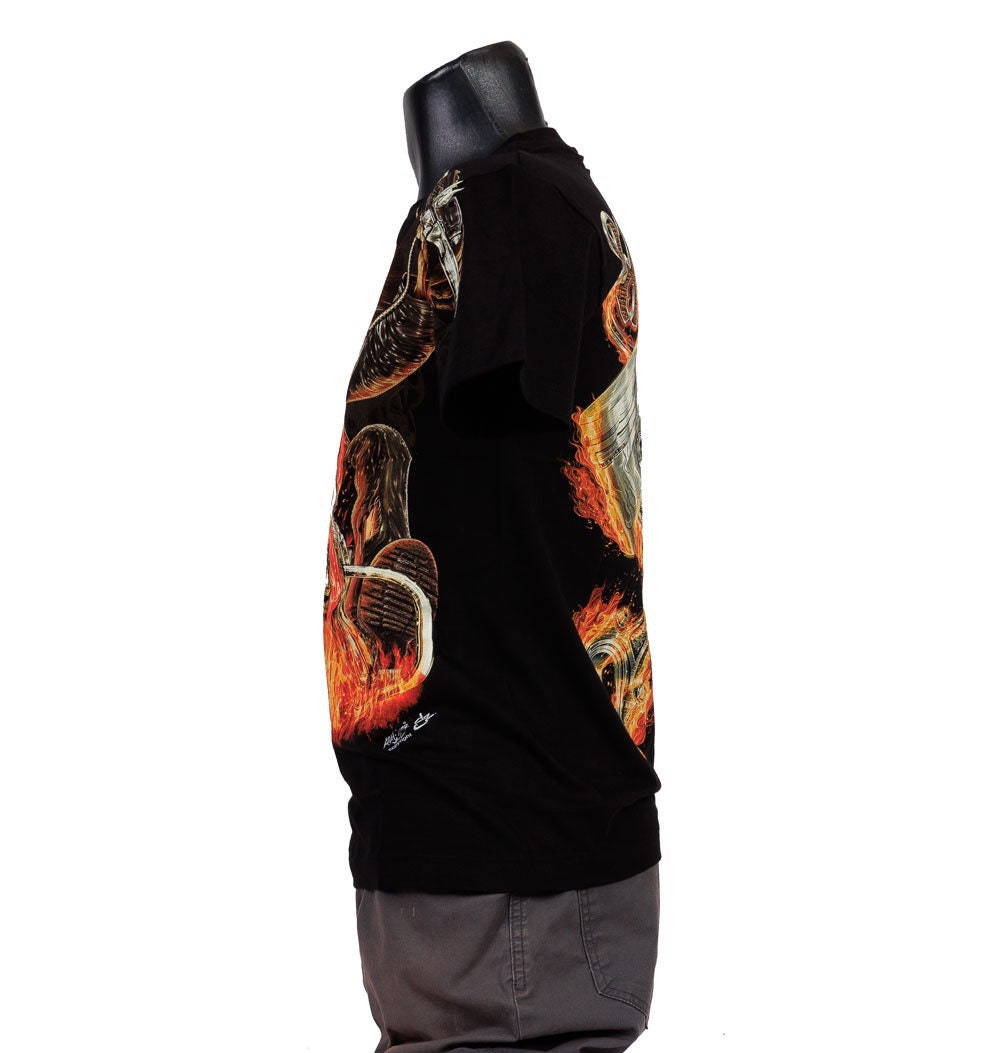 T-shirt Homme Rock Chang 'Hell Rider' - Motif Crâne Fluo Qui Brille Dans Le Noir - Taille XXL (2XL) - Neuf Sans étiquettes