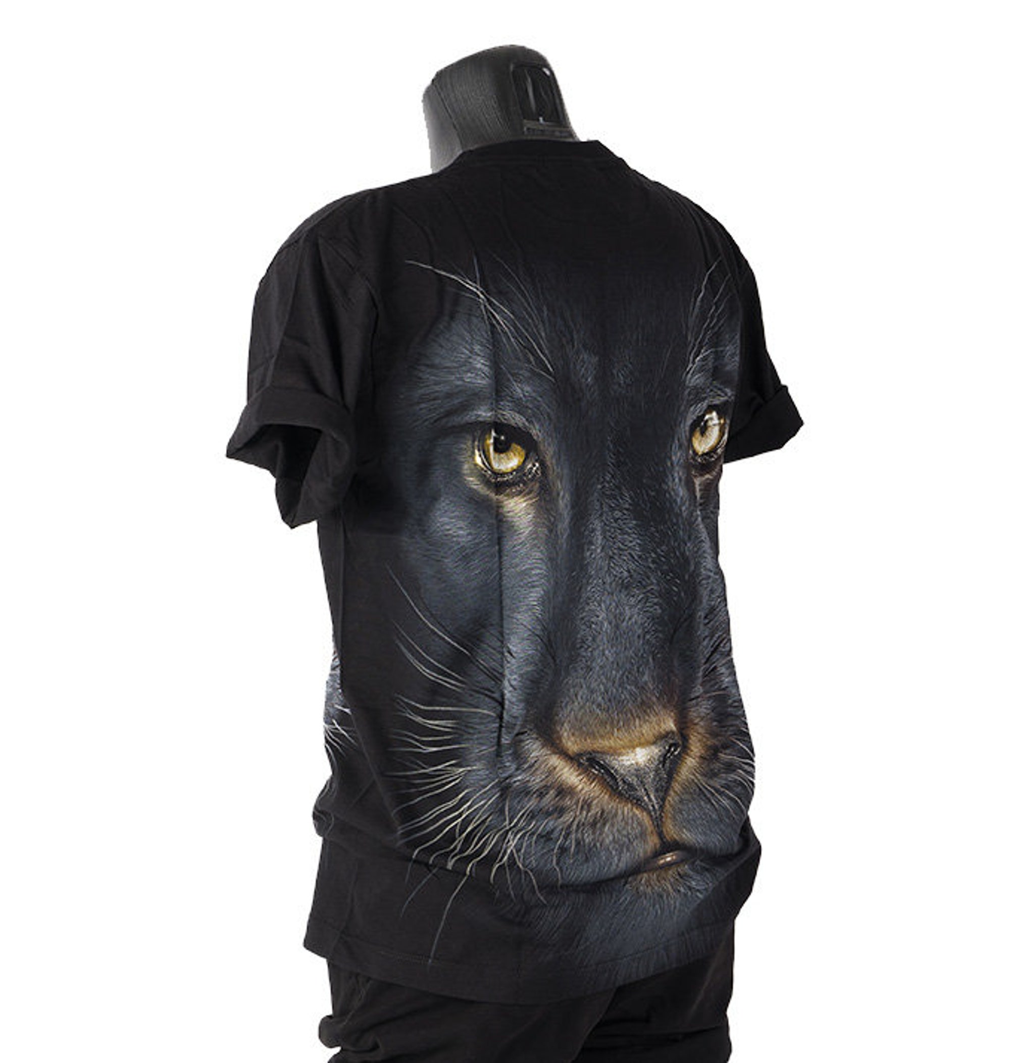 Black Puma's Head Glow in the Dark Front and Back Print Unisex