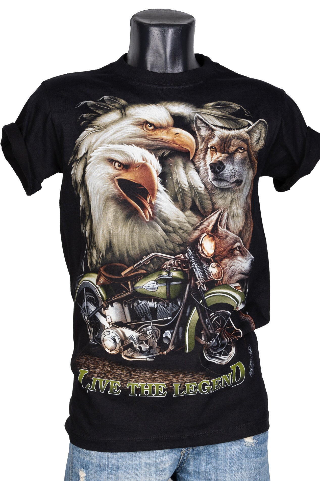 TShirt Rock Chang Original Motorbike Legend Eagle Wolf Glow Etsy