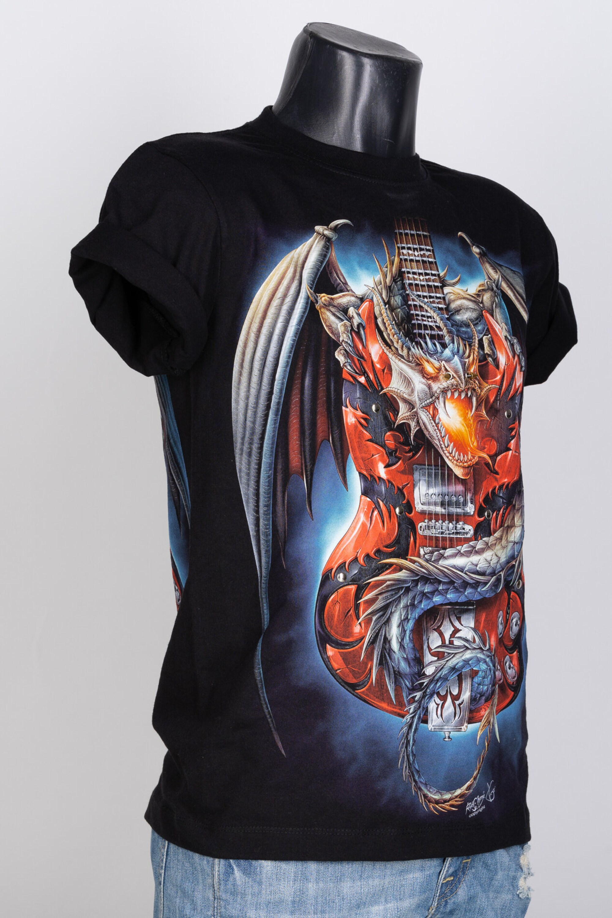T-shirts 3D Rock Chang Original Dragon Fire Rock Guitar