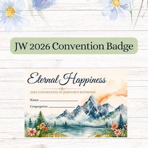 JW 2026 congresbadge, eeuwige gelukzaligheid, printbare naambadge, solapa, (digitale download)