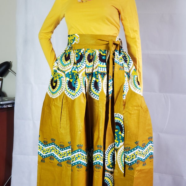 African Print Cotton Dashiki Maxi Skirt for all occation