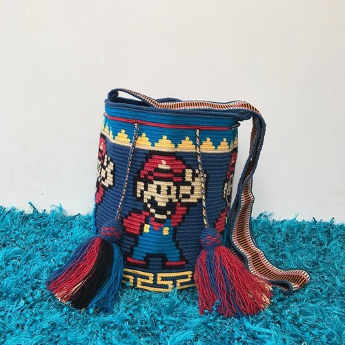 Wayuu newest Collection Bag Two Strand Bag/ Mario Bross Bag/Ow Bag /Boho Chic Bag/Handmade Bag/Fringes Bag/Pompoms Bag