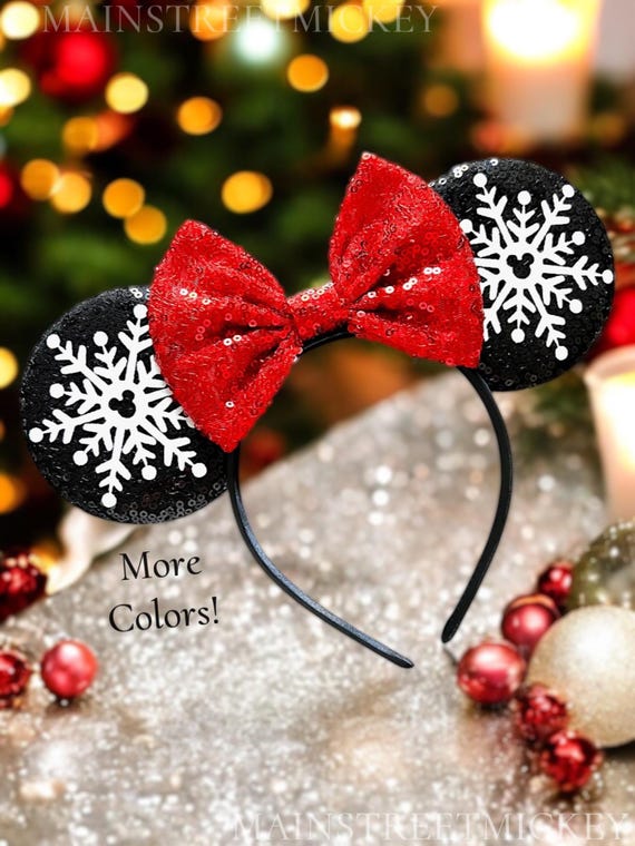 Minnie Mouse Christmas Ear, Snowflake Mouse Ear, Mickey Ear  display picture 3