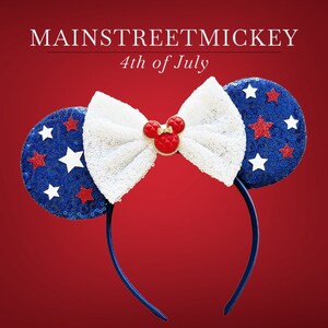 Minnie Mouse Ears, Disneyland Ear, Mickey Mouse 4th of July Ears, Mouse Ear, Mickey Ears, USA Ear, America Ears, Red White Blue Mouse Ear