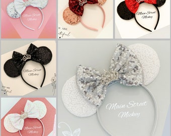 Princess Mouse Ears Sequin Minnie Mickey Headband Ears for Kids and Adults
