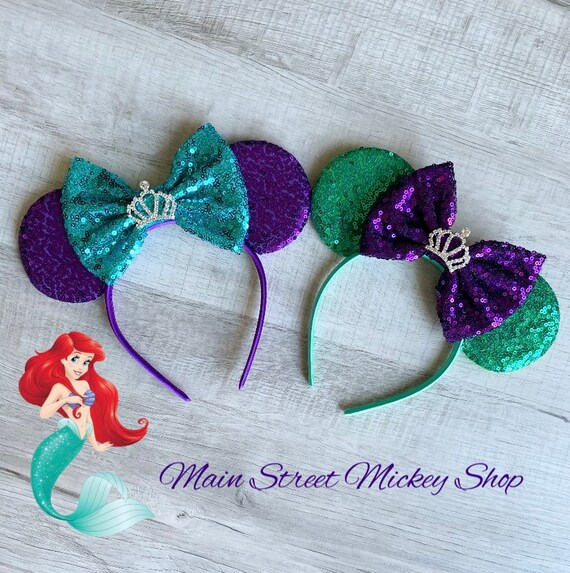 Disney Mermaid Sequin Ears Headband in Green, Purple, Teal Be Bejeweled In This NEW Purple and Turquoise Sequin Ear  main image 4