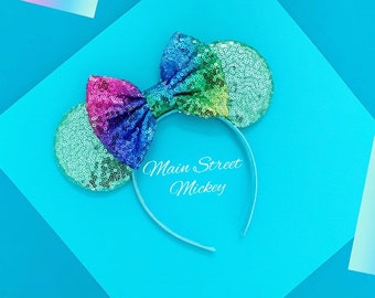 Minnie Maus Ohren, Disney Ohren für Erwachsene und Kinder, Jade Minnie Maus Ohren, Minnie Ohr, Disneyland Ohr, Wählen Sie die Bogenfarbe, Mickey Stirnband