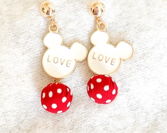 Minnie Mouse Earring, Mickey Mouse Pendant, Minnie Mouse Charm, Disney Jewelry, Mickey Mouse Drop Dangle Earrings, Mickey Jewelry, Polka Dot