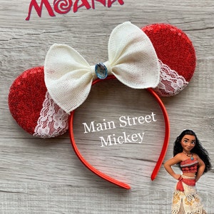 Minnie Mouse Moana Ears, Moana Mickey Ear, Moana Costume Ear, Disneyland Ear, Character Minnie, Moana Mouse Ear, Maui Mickey Ear, Princess