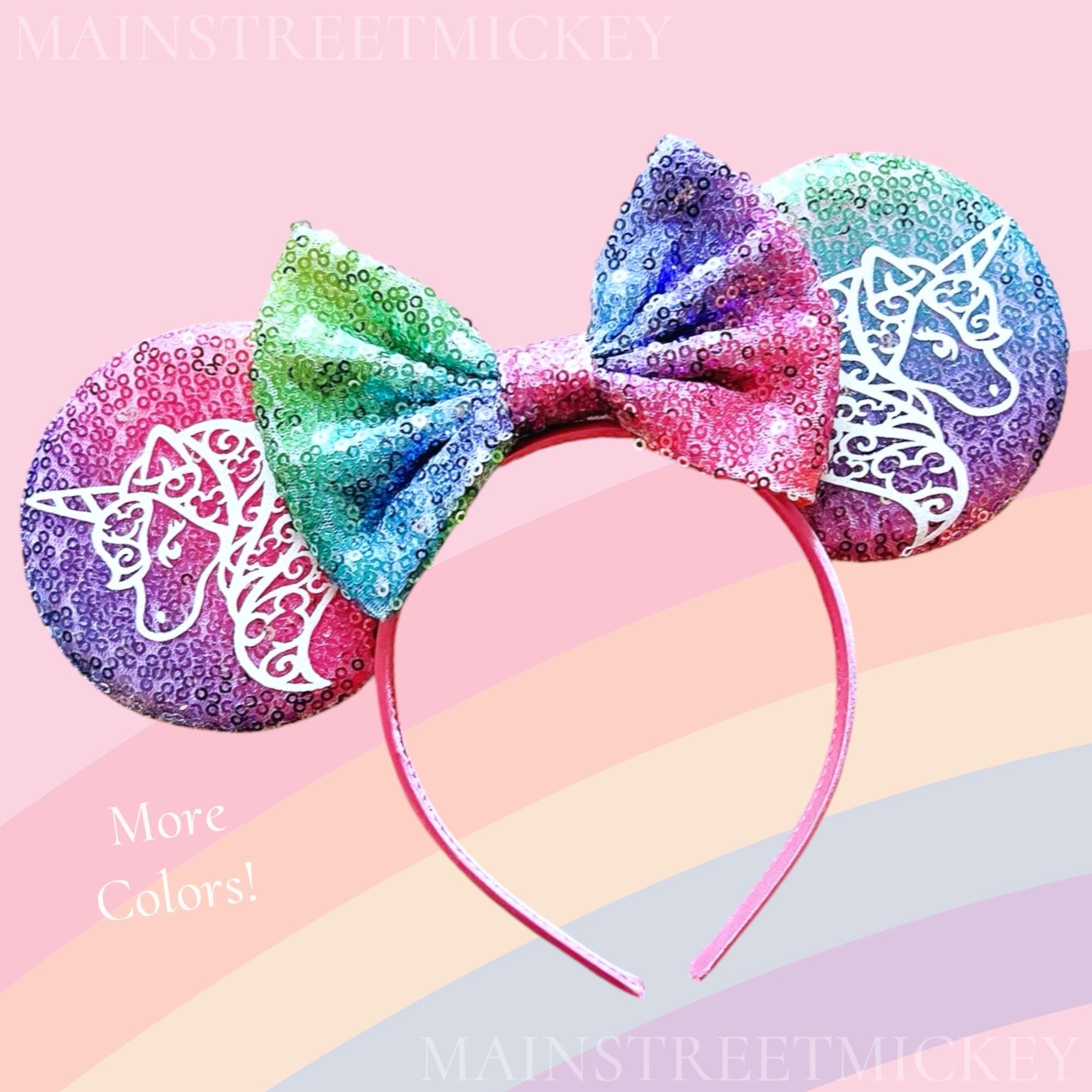 2 New MINNIE MOUSE UNICORN plush EARS HEADBANDS 2 Disney Mickey Mouse Ears | Frozen 2 Fire Pink Bruni Ears  main image 2