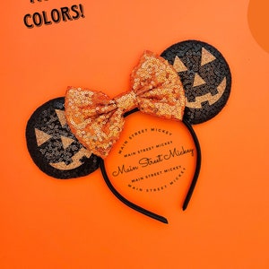 Minnie Mouse Pumpkin Ears, Disney Ears For Adults and Kids, Halloween Mouse Ear, Mickey Ear, Disneyland Ear, Disney Boo Bash Costume Ear