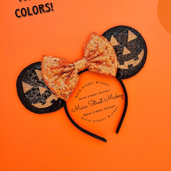 Minnie Mouse Pumpkin Ears, Disney Ears For Adults and Kids, Halloween Mouse Ear, Mickey Ear, Disneyland Ear, Disney Boo Bash Costume Ear