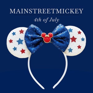 Minnie Mouse Ears, Disneyland Ear, Mickey Mouse 4th of July Ears, Mouse Ear, Mickey Ears, USA Ear, America Ears, Red White Blue Mouse Ear