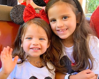 Orejas de Minnie Mouse, Orejas de Disney para adultos y niños, Orejas blancas de Minnie Mouse, Orejas rojas de Minnie, Oreja de Disneyland, Elige el color del lazo, Oreja de Mickey