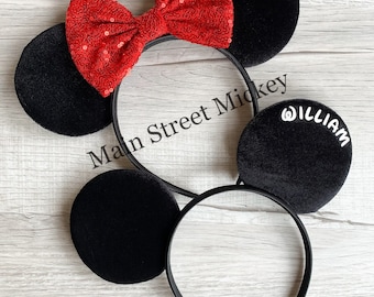 Orelhas personalizadas da Minnie Mouse, orelhas da Disney para adultos e crianças, orelhas da Minnie, orelha da Disneylândia, orelhas do Mickey Mouse, orelha de rato personalizada, orelhas do Mickey