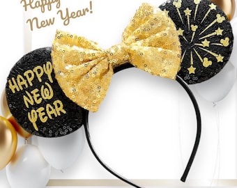 Minnie Mouse New Year Ear, Fireworks Mouse Ear, Mickey Ear, Disneyland Ear, Mouse Happy New Years Ear, Firework Ears, Mickey New Year Ear