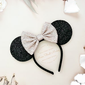 Minnie Mouse Ears, Disney Ears For Adults and Kids, Black Minnie Mouse Ears, Red Minnie Ears, Disneyland Ear, Choose Bow Color, Mickey Ear