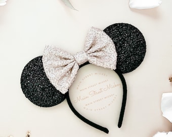 Minnie Mouse Ears, Disney Ears For Adults and Kids, Black Minnie Mouse Ears, Red Minnie Ears, Disneyland Ear, Choose Bow Color, Mickey Ear
