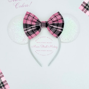 Minnie Mouse Ears, Disney Ears For Adults and Kids, Minnie Ears, Disneyland Ear, Mickey Mouse Ears, Mouse Ear, Plaid Minnie Ear, Plaid Bow