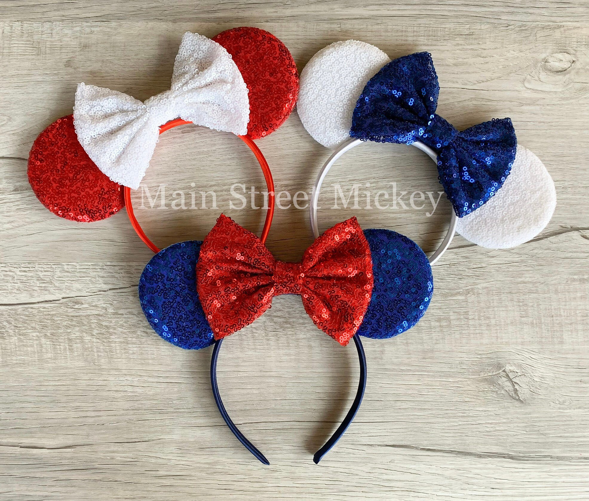 Minnie Mouse Ears, Disneyland Ear, Mickey Mouse 4th of July 