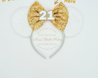 Uszy Myszki Urodzinowej, Dostosowany Wiek, Opaska na Głowę z Olśniewającą Minnie i Mickey dla Dzieci i Dorosłych