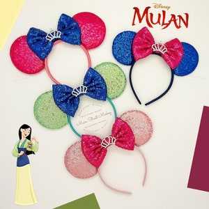 Minnie Mouse Mulan Ears, Disney Ears For Adults and Kids, Disney Mulan Minnie Mouse Ears, Minnie Ears, Disneyland Ear, Princess Party Ear