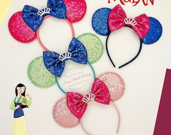 Princess Mouse Ears Sequin Minnie Mickey Headband Ears for Kids and Adults
