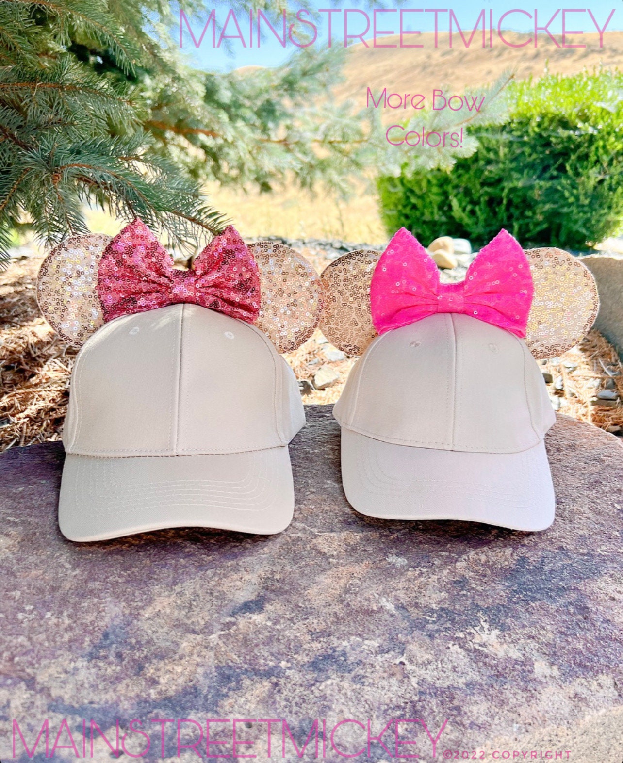 NWT Disney Minnie Mouse Signature Pink Satin baseball cap w Sequin Ears n Bow $_57.PNG?set_id=880000500F main image 2