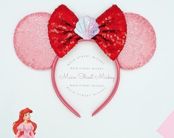 Minnie Mouse Ariel Ears, Disney Ears For Adults and Kids, Mermaid Minnie Mouse Ear, Minnie Ear, Disneyland Ear, Princess Party Ear