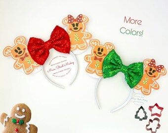 Minnie Mouse Ears, Christmas Holiday Minnie Ear, Gingerbread Minnie Mouse Ears, Minnie Ears, Disneyland Ear, Mickey Santa, Disney Treat Ear