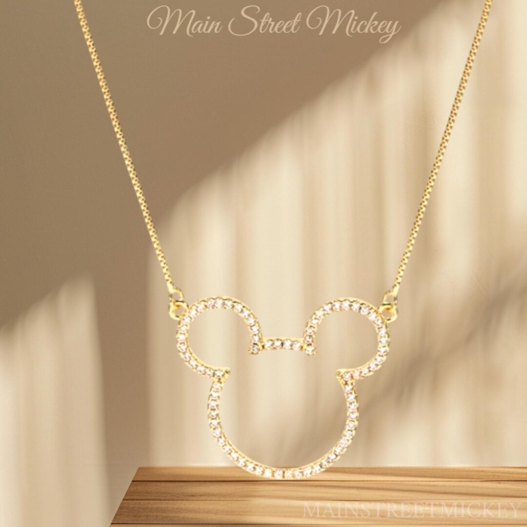 Mickey Mouse Gold Necklace, Mickey Mouse Pendant, Mickey Mouse Charm ...