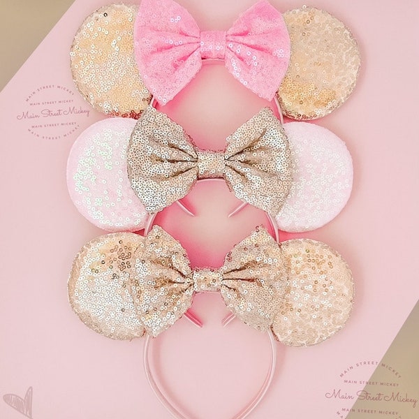 Minnie Mouse Ears, Disney Ears For Adults and Kids, Bride Minnie Mouse Ears, Minnie Ears, Disneyland Ear, Rose Gold Ears, Mickey Wedding