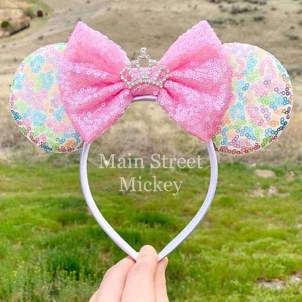 Princess Mouse Ears Sequin Minnie Mickey Headband Ears for Kids and Adults