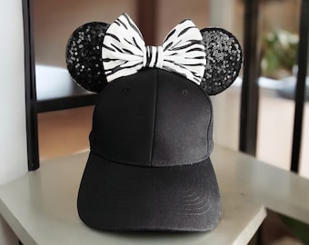 Sombrero de cebra de Minnie Mouse, Sombreros de Disney para adultos y niños, Sombrero del Reino Animal, Oreja de Disneyland, Sombrero de Mickey Mouse, Oreja de ratón, Oreja de Mickey