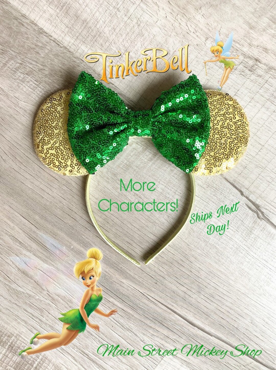 Tinkerbell Minnie Ears Tinkerbell Mickey Ears Disney Etsy