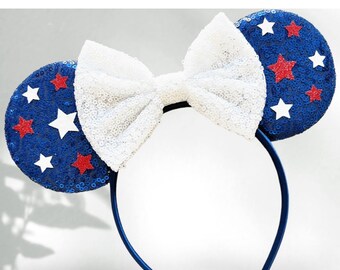 Mimmi Pigg-öron, Disneyland-öra, Musse Pigg 4 juli-öron, Musöra, Musse Pigg-öron, USA-öra, Amerikanska öron, Rött vitt blått musöra