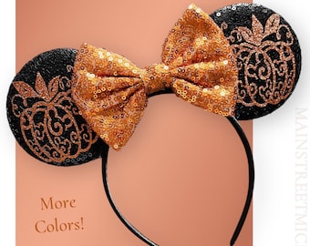Minnie Mouse Pumpkin Ears, Disney Ears For Adults and Kids, Halloween Mouse Ear, Mickey Ear, Disneyland Ear, Disney Boo Bash Costume Ear