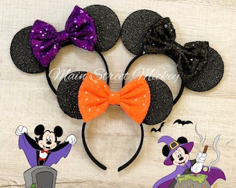 Minnie Mouse Ears, Disney Ears For Adults and Kids, Halloween Mouse Ear, Minnie Ears, Disneyland Ear, Choose Bow Color, Mickey Headband