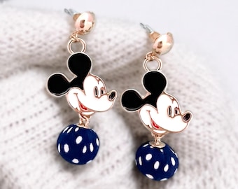 Minnie Mouse Earring, Mickey Mouse Pendant, Minnie Mouse Charm, Disney Jewelry, Mickey Mouse Drop Dangle Earrings, Mickey Jewelry, Polka Dot