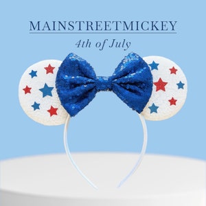 Minnie Mouse Ears, Disneyland Ear, Mickey Mouse 4th of July Ears, Mouse Ear, Mickey Ears, USA Ear, America Ears, Red White Blue Mouse Ear
