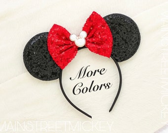 Minnie Mouse Ears All Ages, Disney Ears for Adults and Kids, Choose Ear and Bow Color, Minnie Ear, Mouse Ear, Mickey Charm Ear, Birthday Ear