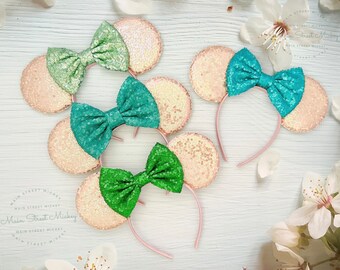 Orejas de Minnie Mouse para todas las edades, orejas de Disney para adultos y niños, elige el color de las orejas y el lazo, orejas de Minnie, orejas de novia, orejas color oro rosa, cumpleaños