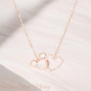 Minnie Mouse Rose Gold Necklace, Mickey Mouse Pendant, Minnie Mouse Charm, Disney Jewelry, Swarovski Crystal Mickey Necklace, Mickey Jewelry