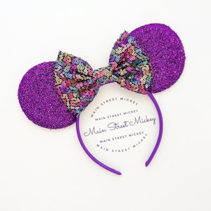 Minnie Mouse Ears, Disney Ears For Adults and Kids, Party Mouse Ears, Purple Minnie Ears, Disneyland Ear, Choose Bow Color, Mickey Birthday