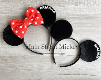 Minnie Mouse Custom Ears, Disney Ears For Adults and Kids, Minnie Ears, Disneyland Ear, Mickey Mouse Ears, Custom Mouse Ear, Mickey Ears