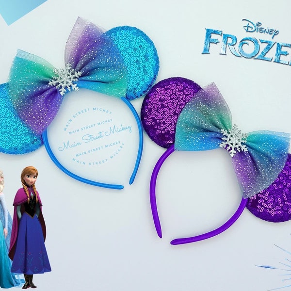 Frozen Princess Elsa Minnie Mouse Ears, Disney Ears For Adults and Kids, Disneyland Ear, Minnie Ears, Anna Minnie Ear, Mickey Mouse Headband