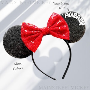 Orejas de Minnie Mouse, Orejas de ratón para adultos y niños, Orejas de Minnie Mouse, Orejas de Minnie con nombre personalizado, Oreja de Disneyland, Oreja con nombre personalizado