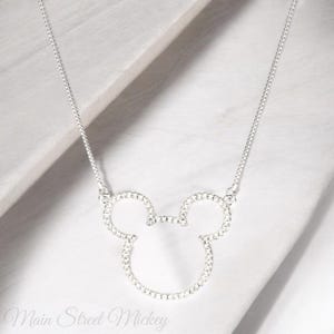 Mickey Mouse Silver Necklace, Mickey Mouse Pendant, Mickey Mouse Charm, Disney Jewelry, Swarovski Crystal Mickey Necklace, Mickey Jewelry